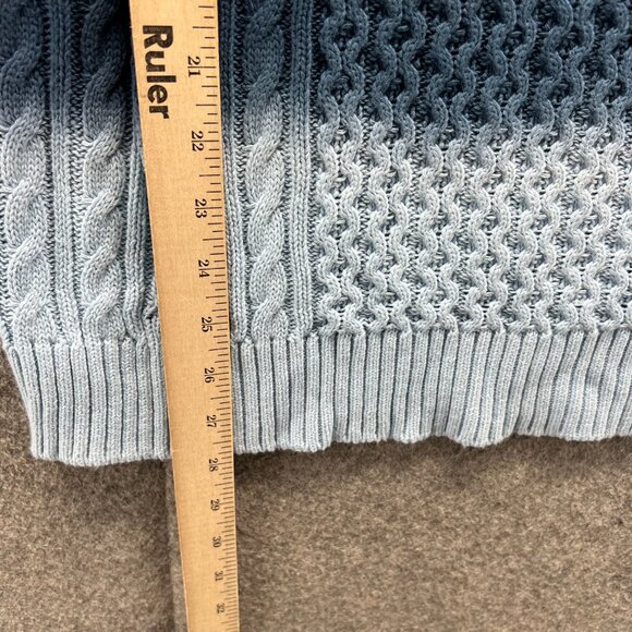 Tommy Hilfiger Sweater Womens XXL Blue Cable Knit Cowl Neck Tie Dye Fleece - Picture 6 of 13